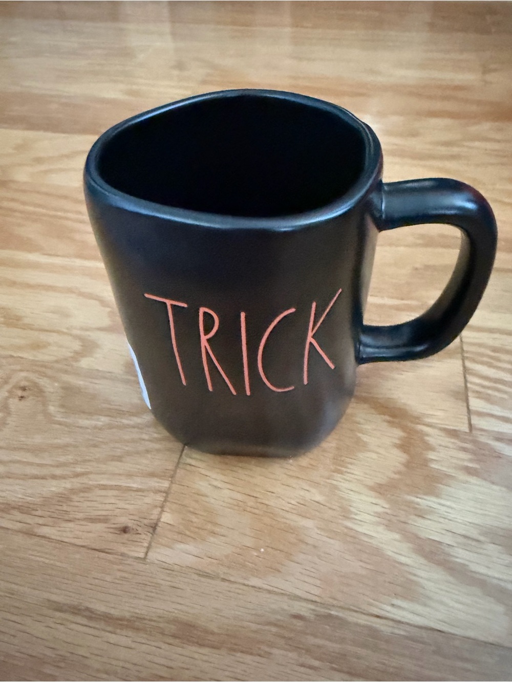 Rae Dunn Black 'Trick or Treat ' Ceramic Mug - Matte Black Coffee Cup